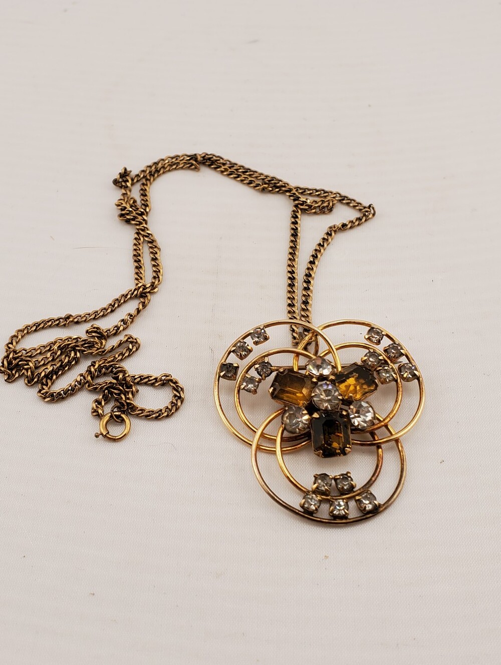 Art Deco Gold Filled Necklace Brooch